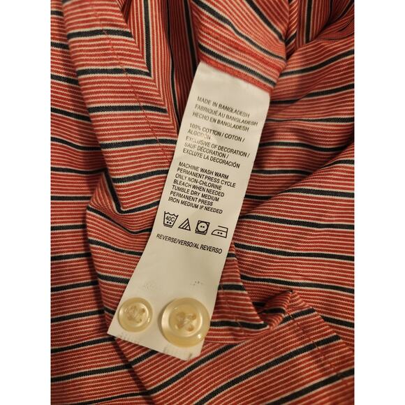 Izod NWT Shirt Mens 2XL Red Striped Long Sleeve Preppy Business Work MSRP $60 - Picture 4 of 12